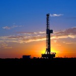 Gas rig at sunset