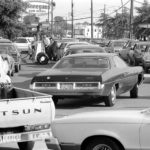 Line at a gas station 1979